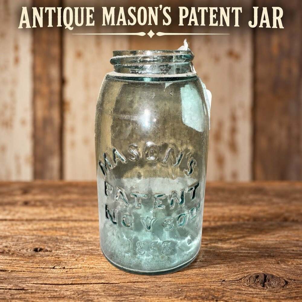 Antique Aqua Mason’s Patent Nov 30th 1858 Pint Fruit Jar Ground Lip